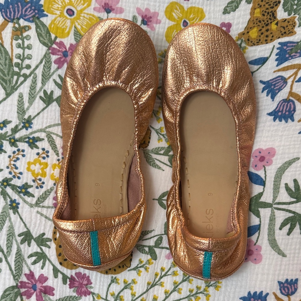 Tieks Metallic Ballet Flats with Teal Accent